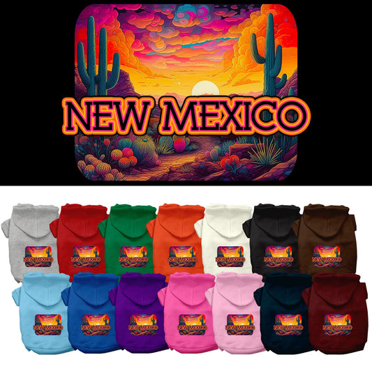 Pet Dog & Cat Screen Printed Hoodie for Small to Medium Pets (Sizes XS-XL), &quot;New Mexico Neon Desert&quot;