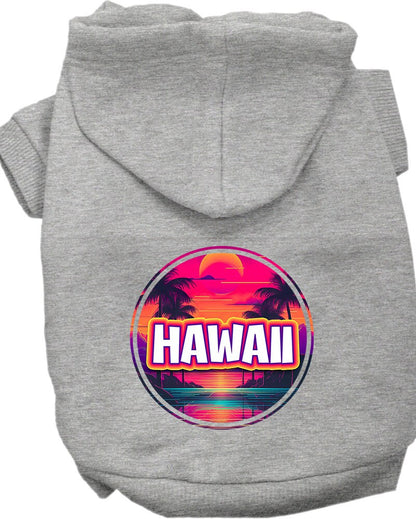 Pet Dog & Cat Screen Printed Hoodie for Small to Medium Pets (Sizes XS-XL), "Hawaii Neon Beach Sunset"