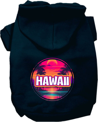 Pet Dog & Cat Screen Printed Hoodie for Medium to Large Pets (Sizes 2XL-6XL), "Hawaii Neon Beach Sunset"