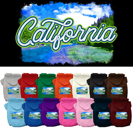 Pet Dog & Cat Screen Printed Hoodie for Small to Medium Pets (Sizes XS-XL), &quot;California Summer&quot;