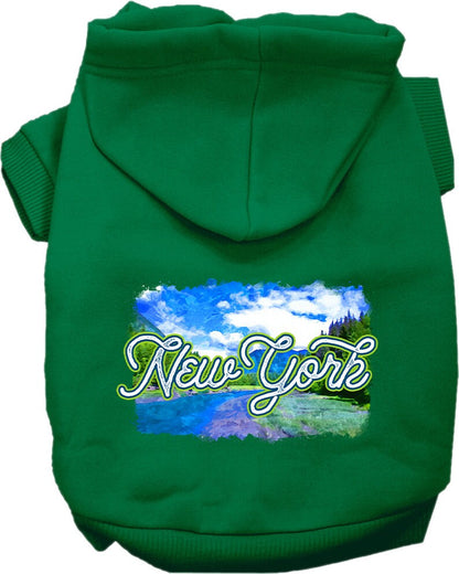 Pet Dog & Cat Screen Printed Hoodie for Medium to Large Pets (Sizes 2XL-6XL), "New York Summer"