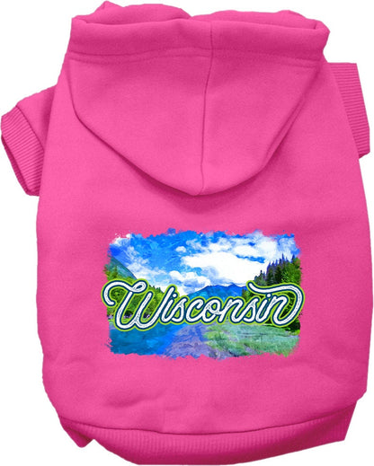 Pet Dog & Cat Screen Printed Hoodie for Medium to Large Pets (Sizes 2XL-6XL), "Wisconsin Summer"