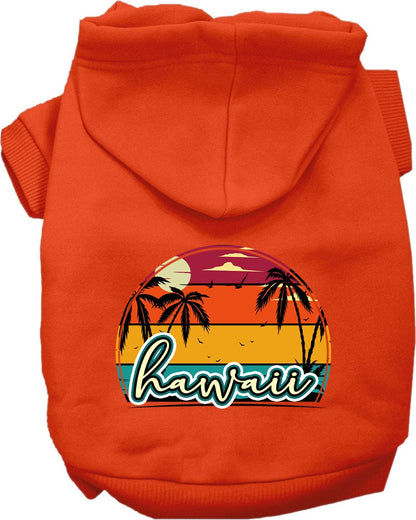 Pet Dog & Cat Screen Printed Hoodie for Small to Medium Pets (Sizes XS-XL), "Hawaii Retro Beach Sunset"