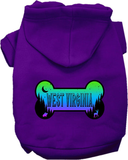 Pet Dog & Cat Screen Printed Hoodie for Small to Medium Pets (Sizes XS-XL), "West Virginia Mountain Shades"