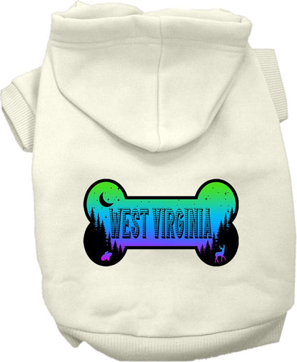 Pet Dog & Cat Screen Printed Hoodie for Small to Medium Pets (Sizes XS-XL), "West Virginia Mountain Shades"