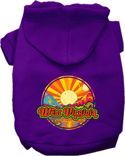 Pet Dog & Cat Screen Printed Hoodie for Small to Medium Pets (Sizes XS-XL), "West Virginia Mellow Mountain"