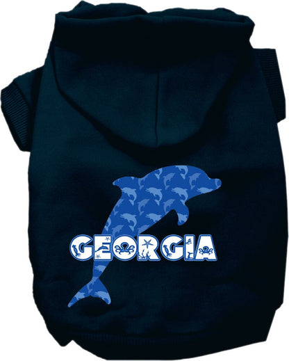 Pet Dog & Cat Screen Printed Hoodie for Medium to Large Pets (Sizes 2XL-6XL), "Georgia Blue Dolphins"
