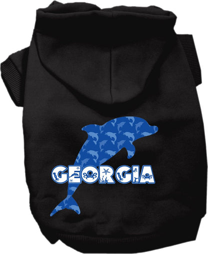 Pet Dog & Cat Screen Printed Hoodie for Medium to Large Pets (Sizes 2XL-6XL), "Georgia Blue Dolphins"