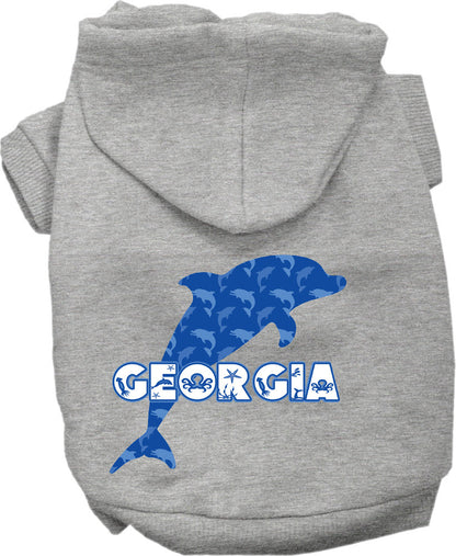 Pet Dog & Cat Screen Printed Hoodie for Small to Medium Pets (Sizes XS-XL), "Georgia Blue Dolphins"