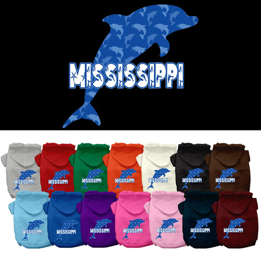 Pet Dog & Cat Screen Printed Hoodie for Medium to Large Pets (Sizes 2XL-6XL), &quot;Mississippi Blue Dolphins&quot;