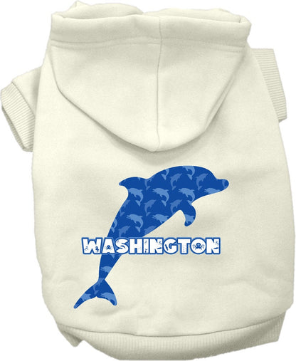 Pet Dog & Cat Screen Printed Hoodie for Small to Medium Pets (Sizes XS-XL), "Washington Blue Dolphins"