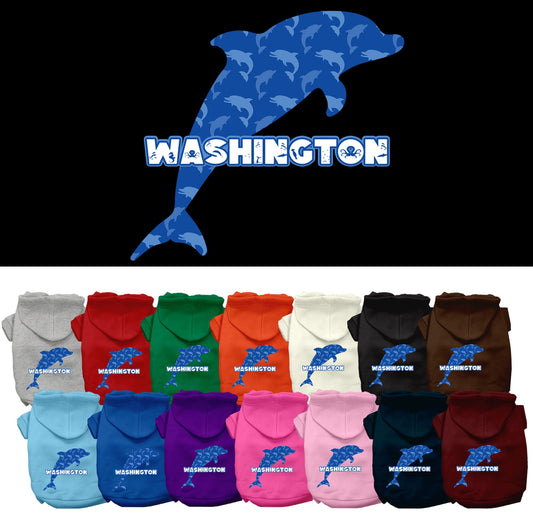 Pet Dog & Cat Screen Printed Hoodie for Small to Medium Pets (Sizes XS-XL), &quot;Washington Blue Dolphins&quot;