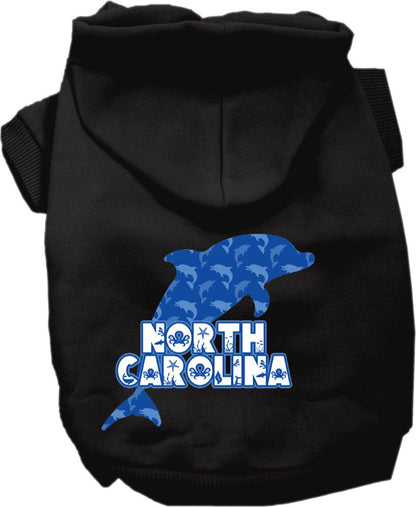 Pet Dog & Cat Screen Printed Hoodie for Small to Medium Pets (Sizes XS-XL), "North Carolina Blue Dolphins"