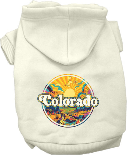 Pet Dog & Cat Screen Printed Hoodie for Medium to Large Pets (Sizes 2XL-6XL), "Colorado Trippy Peaks"