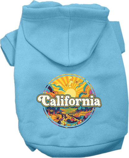 Pet Dog & Cat Screen Printed Hoodie for Small to Medium Pets (Sizes XS-XL), "California Trippy Peaks"