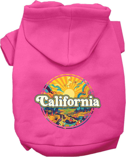 Pet Dog & Cat Screen Printed Hoodie for Small to Medium Pets (Sizes XS-XL), "California Trippy Peaks"