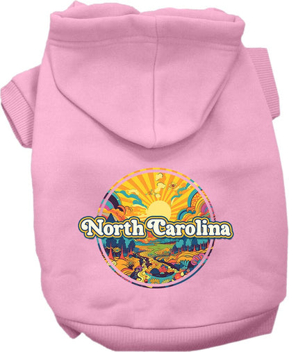 Pet Dog & Cat Screen Printed Hoodie for Small to Medium Pets (Sizes XS-XL), "North Carolina Trippy Peaks"