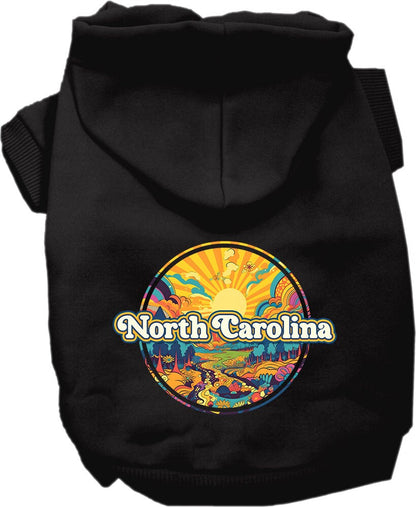 Pet Dog & Cat Screen Printed Hoodie for Small to Medium Pets (Sizes XS-XL), "North Carolina Trippy Peaks"