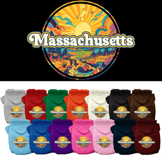 Pet Dog & Cat Screen Printed Hoodie for Medium to Large Pets (Sizes 2XL-6XL), &quot;Massachusetts Groovy Summit&quot;