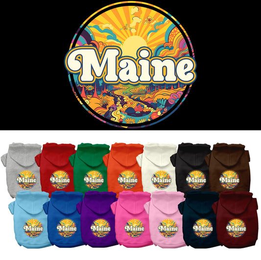 Pet Dog & Cat Screen Printed Hoodie for Small to Medium Pets (Sizes XS-XL), &quot;Maine Groovy Summit&quot;