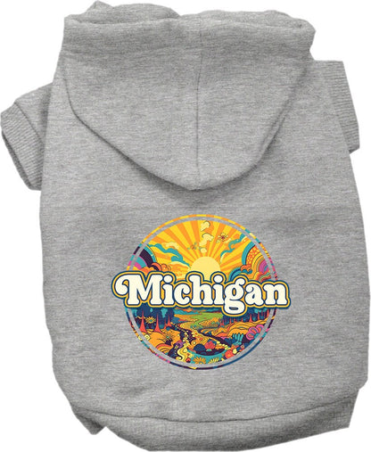 Pet Dog & Cat Screen Printed Hoodie for Small to Medium Pets (Sizes XS-XL), "Michigan Trippy Peaks"