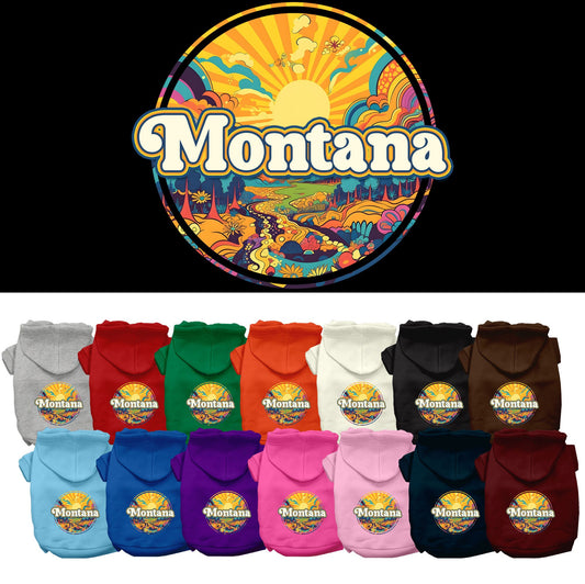 Pet Dog & Cat Screen Printed Hoodie for Medium to Large Pets (Sizes 2XL-6XL), &quot;Montana Groovy Summit&quot;