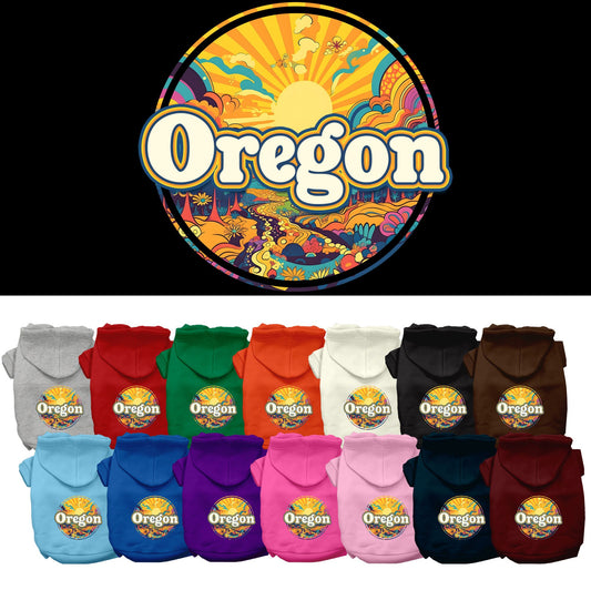Pet Dog & Cat Screen Printed Hoodie for Small to Medium Pets (Sizes XS-XL), &quot;Oregon Trippy Peaks&quot;