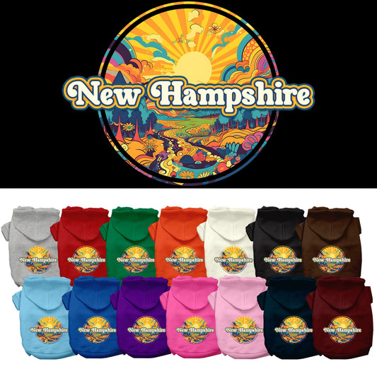 Pet Dog & Cat Screen Printed Hoodie for Medium to Large Pets (Sizes 2XL-6XL), &quot;New Hampshire Trippy Peaks&quot;