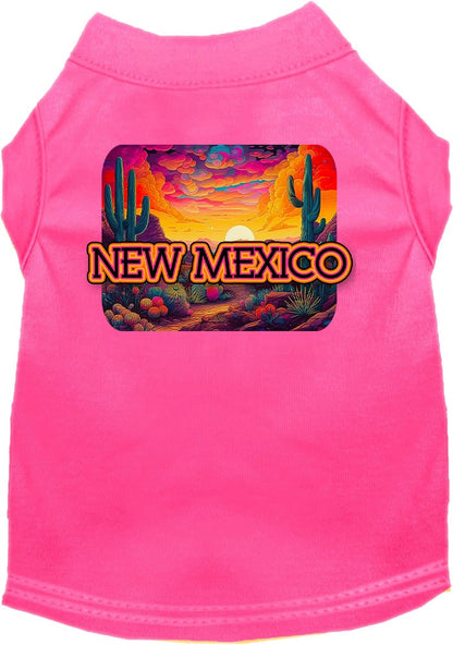 Pet Dog & Cat Screen Printed Shirt for Small to Medium Pets (Sizes XS-XL), "New Mexico Neon Desert"