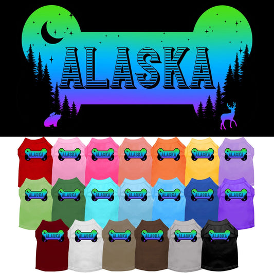 Pet Dog & Cat Screen Printed Shirt for Small to Medium Pets (Sizes XS-XL), "Alaska Mountain Shades"