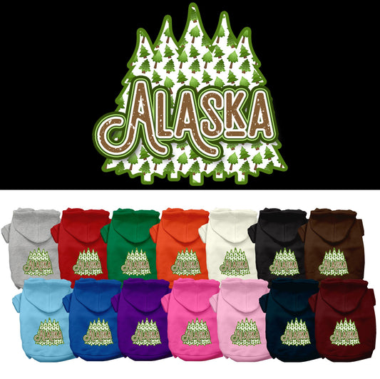 Pet Dog & Cat Screen Printed Hoodie for Medium to Large Pets (Sizes 2XL-6XL), &quot;Alaska Woodland Trees&quot;