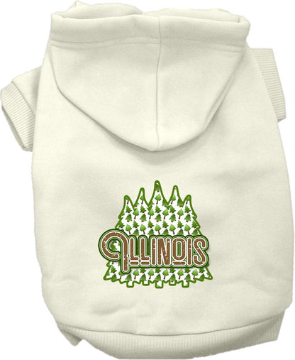 Pet Dog & Cat Screen Printed Hoodie for Medium to Large Pets (Sizes 2XL-6XL), "Illinois Woodland Trees"