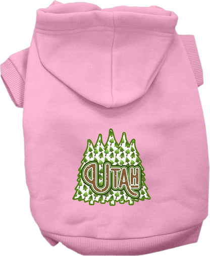 Pet Dog & Cat Screen Printed Hoodie for Small to Medium Pets (Sizes XS-XL), "Utah Woodland Trees"