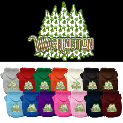 Pet Dog & Cat Screen Printed Hoodie for Small to Medium Pets (Sizes XS-XL), &quot;Washington Woodland Trees&quot;