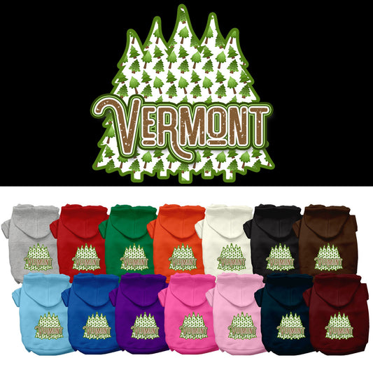 Pet Dog & Cat Screen Printed Hoodie for Small to Medium Pets (Sizes XS-XL), &quot;Vermont Woodland Trees&quot;