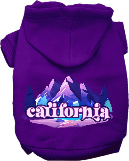 Pet Dog & Cat Screen Printed Hoodie for Small to Medium Pets (Sizes XS-XL), "California Alpine Pawscape"