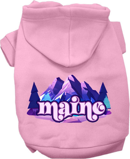 Pet Dog & Cat Screen Printed Hoodie for Small to Medium Pets (Sizes XS-XL), "Maine Alpine Pawscape"