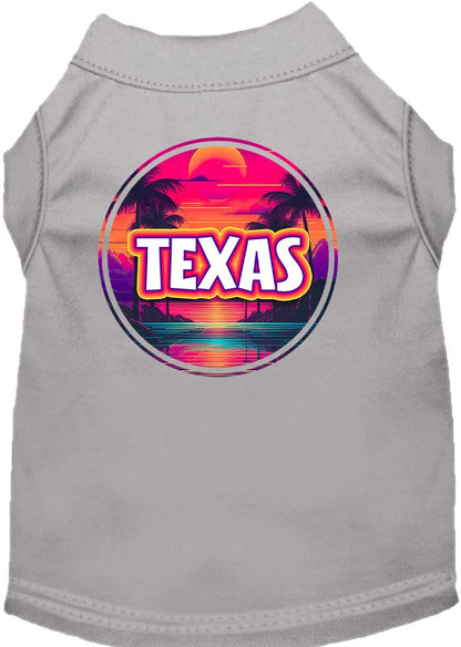 Pet Dog & Cat Screen Printed Shirt for Small to Medium Pets (Sizes XS-XL), "Texas Neon Beach Sunset"