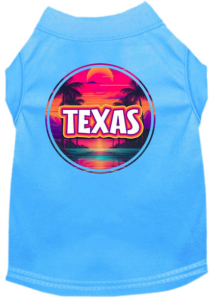 Pet Dog & Cat Screen Printed Shirt for Medium to Large Pets (Sizes 2XL-6XL), "Texas Neon Beach Sunset"
