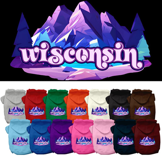 Pet Dog & Cat Screen Printed Hoodie for Medium to Large Pets (Sizes 2XL-6XL), &quot;Wisconsin Alpine Pawscape&quot;