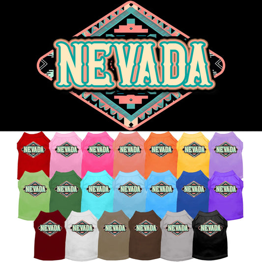 Pet Dog & Cat Screen Printed Shirt for Medium to Large Pets (Sizes 2XL-6XL), "Nevada Peach Aztec"