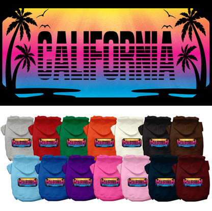 Pet Dog & Cat Screen Printed Hoodie for Medium to Large Pets (Sizes 2XL-6XL), &quot;California Beach Shades&quot;
