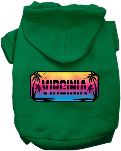 Pet Dog & Cat Screen Printed Hoodie for Small to Medium Pets (Sizes XS-XL), "Virginia Beach Shades"