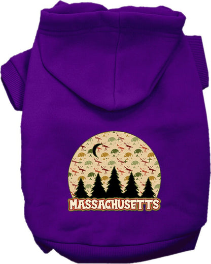 Pet Dog & Cat Screen Printed Hoodie for Small to Medium Pets (Sizes XS-XL), "Massachusetts Under The Stars"