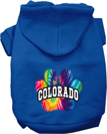 Pet Dog & Cat Screen Printed Hoodie for Small to Medium Pets (Sizes XS-XL), "Colorado Bright Tie Dye"