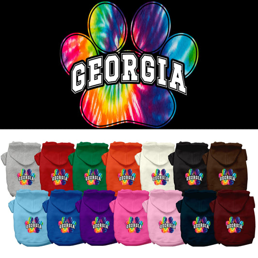 Pet Dog & Cat Screen Printed Hoodie for Small to Medium Pets (Sizes XS-XL), &quot;Georgia Bright Tie Dye&quot;