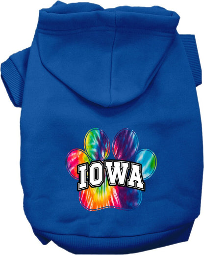 Pet Dog & Cat Screen Printed Hoodie for Medium to Large Pets (Sizes 2XL-6XL), "Iowa Bright Tie Dye"