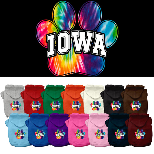 Pet Dog & Cat Screen Printed Hoodie for Medium to Large Pets (Sizes 2XL-6XL), &quot;Iowa Bright Tie Dye&quot;