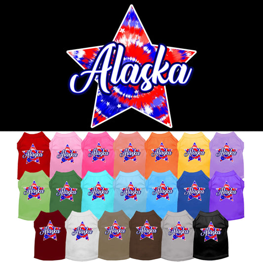 Pet Dog & Cat Screen Printed Shirt for Small to Medium Pets (Sizes XS-XL), &quot;Alaska Patriotic Tie Dye&quot;