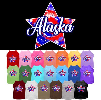 Pet Dog & Cat Screen Printed Shirt for Small to Medium Pets (Sizes XS-XL), &quot;Alaska Patriotic Tie Dye&quot;